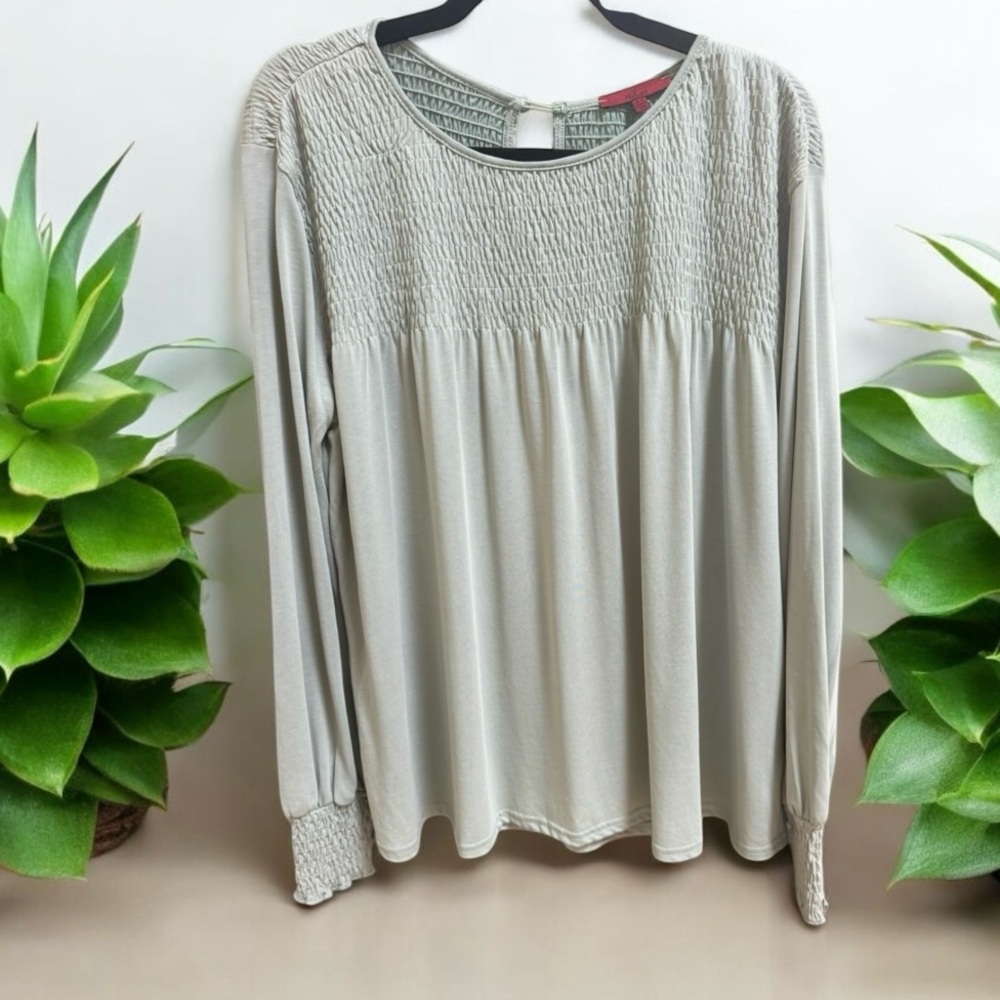 Buckle NWT Sage Green Smocked Long Sleeve Top Oversized XS